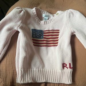 Baby Girl Ralph Lauren light Pink Flag crewneck